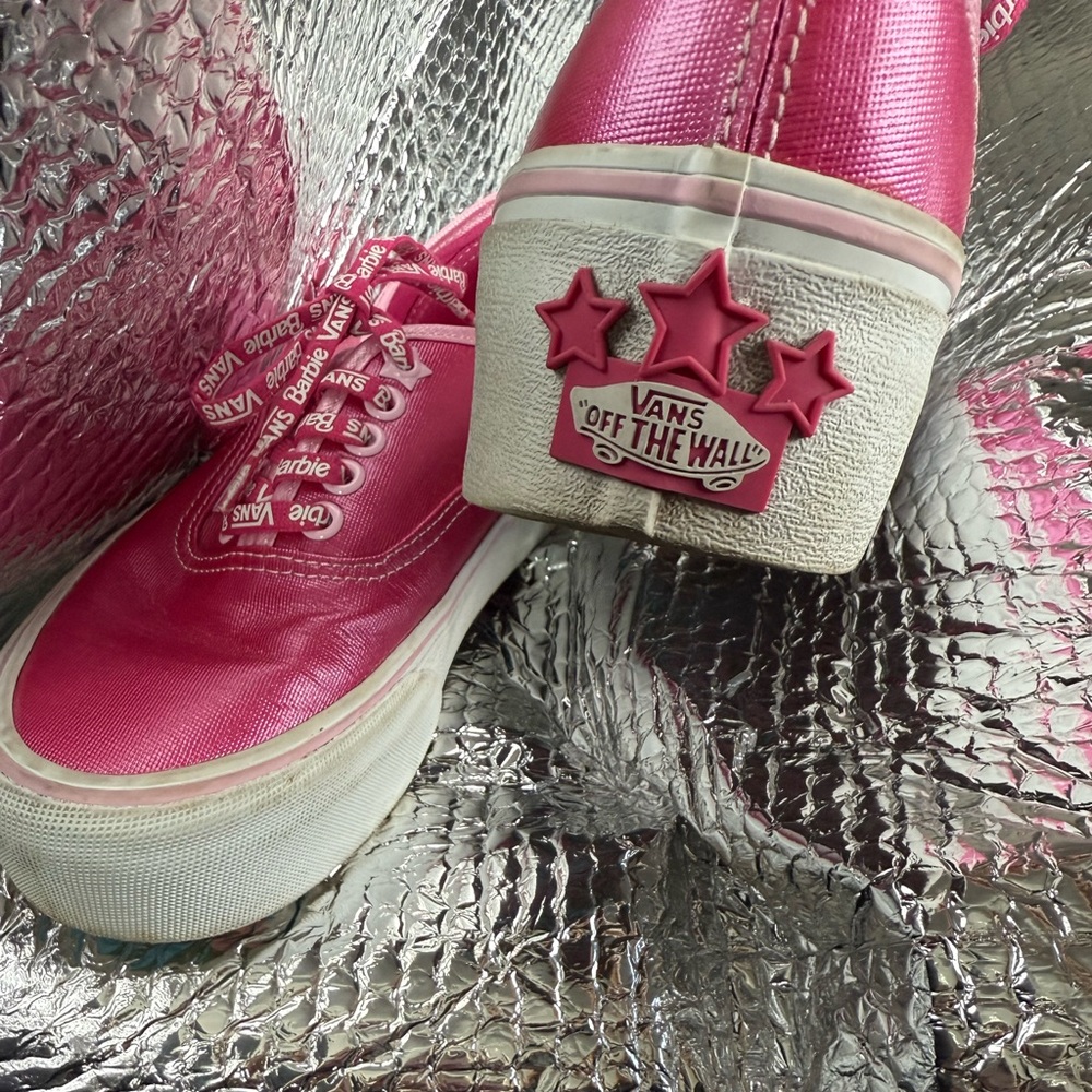 Barbie X Vans Platform Sneakers Pink and White Size 8 EUC - Picture 5 of 10